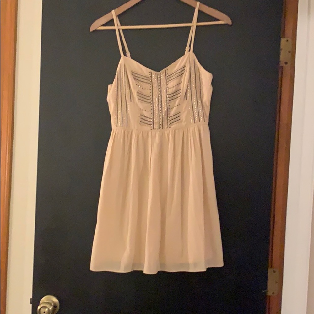 Blush and beaded skater dress